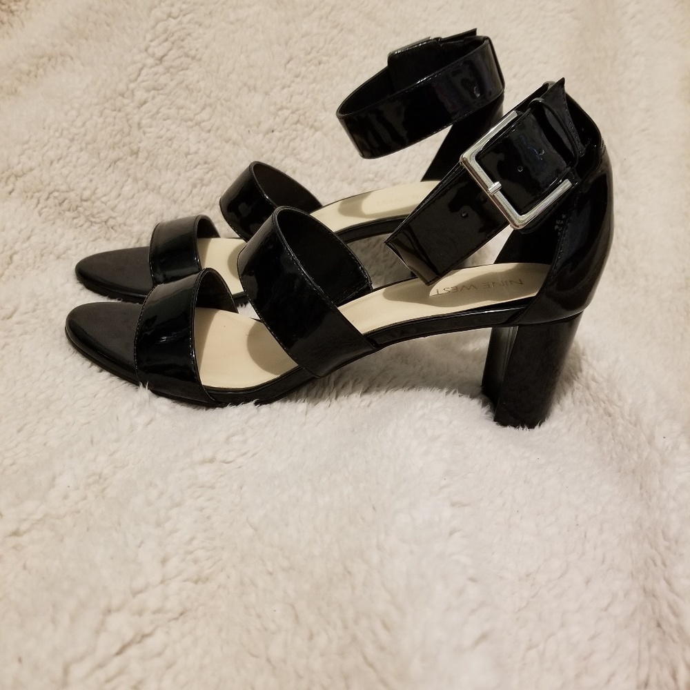 Nine West patent leather block heel sandals